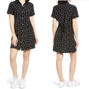 Nordstrom BP Button Up Shirt Dress in Black Floral Ditsy
